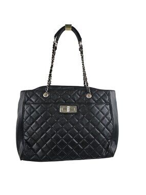 Croft & Barrow Black Quilted Tote Bag With Chain Handles & Spacious Interior